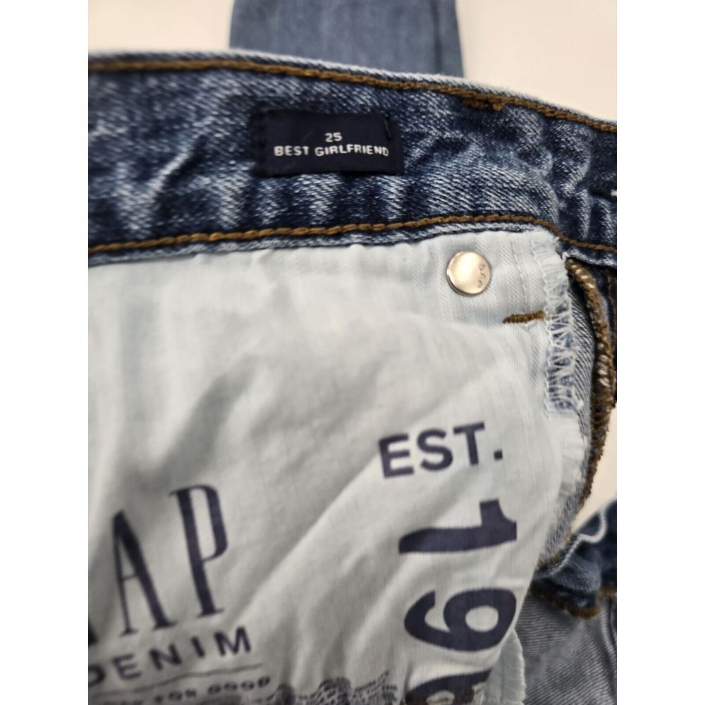 Gap Jeans Women's 25 Blue Medium Wash Best Girlfriend EST. 1969 DENIM FRAYED - Picture 5 of 11